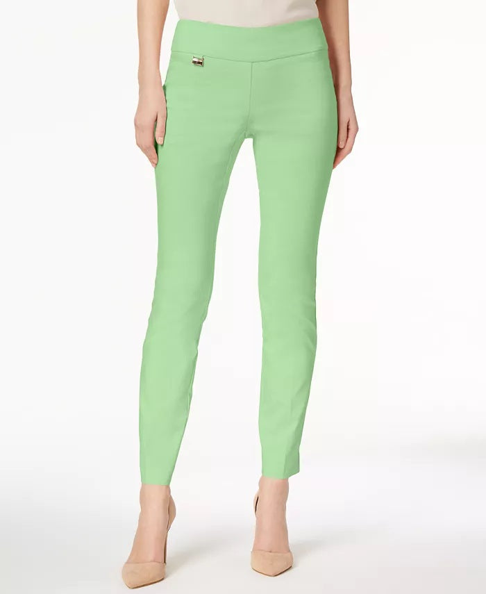 Alfani Women's Tummy Control Pull On Skinny Pants  Short Green Size 6 Petite