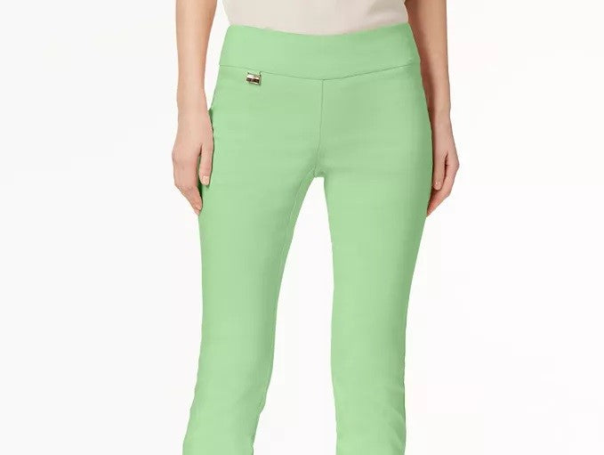 Alfani Women's Tummy Control Pull On Skinny Pants  Short Green Size 6 Petite