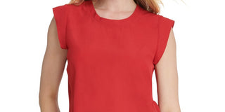 DKNY Women's Flutter Cap Sleeve Top Red Size Medium