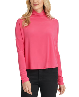DKNY Women's Funnel Neck Dolman Sleeve Blouse Pink Size Medium