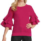 DKNY Women's Metallic Ruffle-Sleeve Sweater Pink Size X-Large