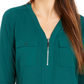 NY Collection Women's Utility Top Dark Green Size Petite Large