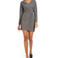 NY Collection Women's Faux Wrap Sheath Dress Grey Size Petite Medium