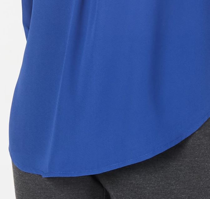 NY Collection Women's Pintucked 3/4 Sleeve Top Navy Size Petite Small