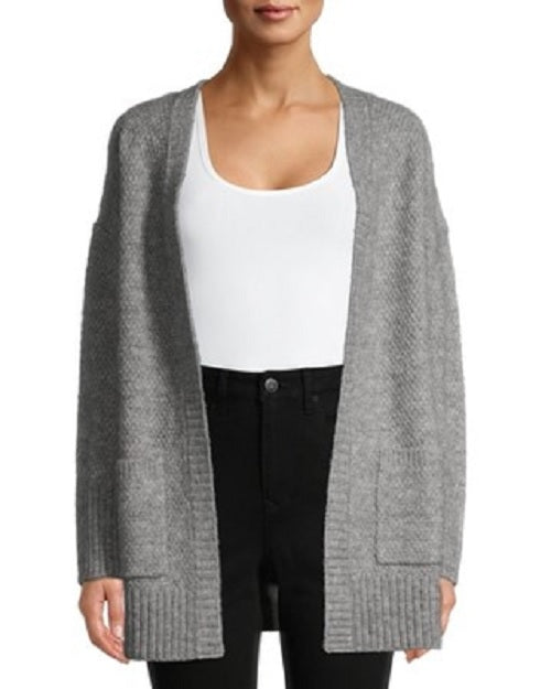 Pink Rose Juniors' Open Cardigan Sweater Gray Size Medium