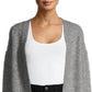 Pink Rose Juniors' Open Cardigan Sweater Gray Size Medium