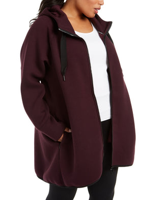 Calvin Klein Women's Performance Plus Size Hooded Warm-Up Jacket Red Size 1X