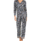 NY Collection Women's Button Trim Printed Jumpsuit Black Size Petite Medium