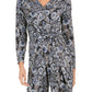 NY Collection Women's Button Trim Printed Jumpsuit Black Size Petite Medium