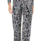 NY Collection Women's Button Trim Printed Jumpsuit Black Size Petite Medium