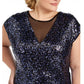 Teeze Me Women's Trendy Plus Sequin Dress Navy Size 20