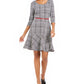 NY Collection Women's Plaid Fit & Flare Dress Black Size Petite Large