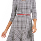 NY Collection Women's Plaid Fit & Flare Dress Black Size Petite Large