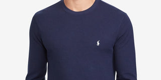 Ralph Lauren Men's Waffle Knit Thermal Pajama Shirt Blue