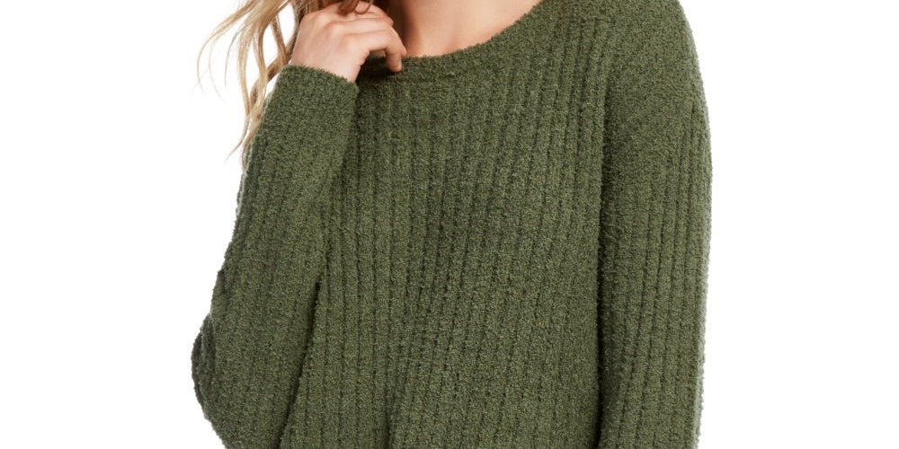 Almost Famous Crave Fame Juniors' Ribbed Cropped Sweater Green Size X-Small