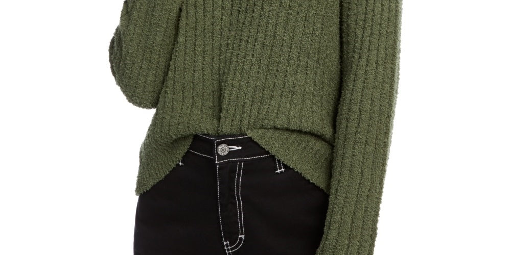 Almost Famous Crave Fame Juniors' Ribbed Cropped Sweater Green Size X-Small