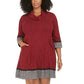Robbie Bee Women's Plus Cowl Neck Sweater Dress Red Size 1X