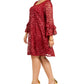 Robbie Bee Women's Plus Bell Sleeve Lace Dress Red Size 1X