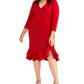 Rachel Roy Women's Plus Elle Ruffle Hem Bright Red Size 16W