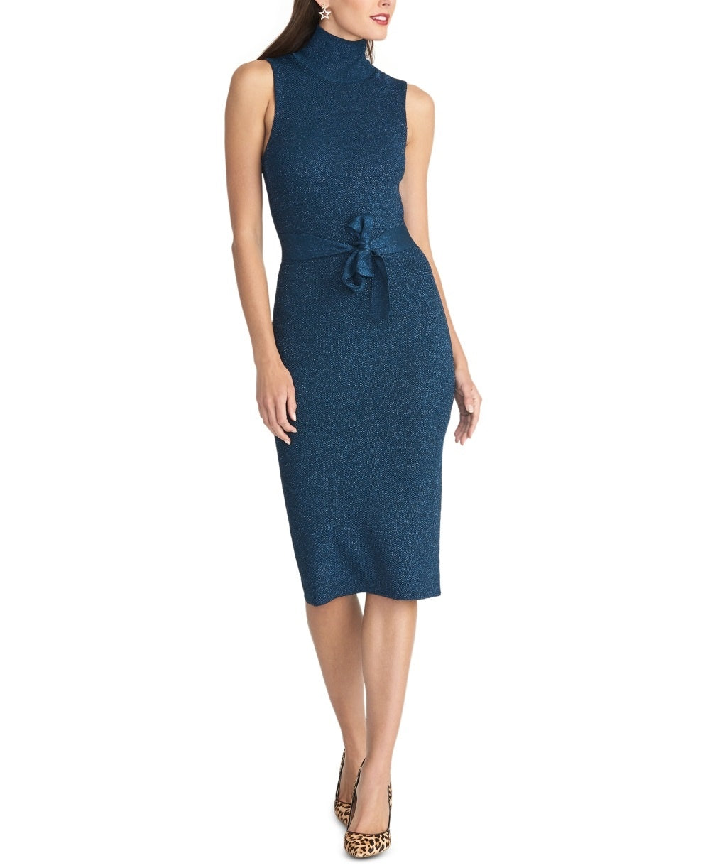 Rachel Roy Women's Kiki Metallic Sweater Dress Blue Size XX-Large