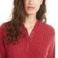 Ultra Flirt Juniors' Ribbed Henley Hoodie Dark Red Size X-Small