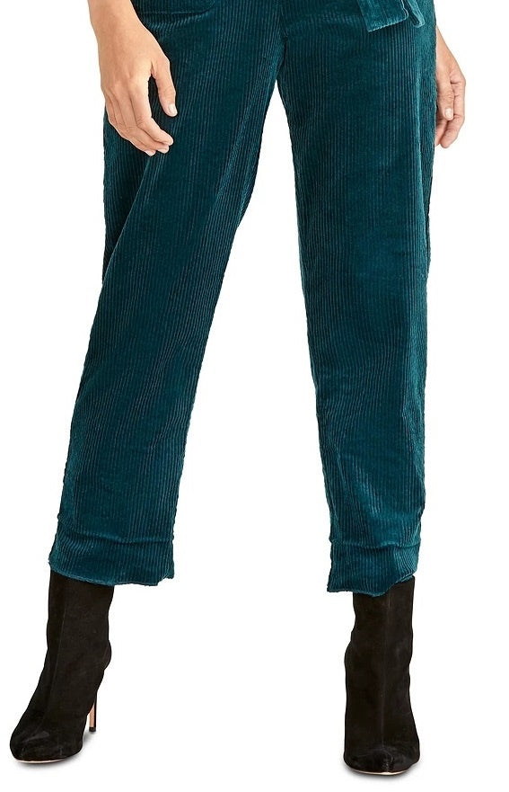 Rachel Roy Women's Teal Corduroy Zippered Bell Sleeve V Neck Party Jumpsuit  Size 6 Bright Blue Size 6