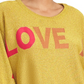 Rachel Roy Women's Metallic Love Graphic Sweater Yellow Size X-Small