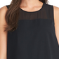 Rachel Roy Women's Mesh Yoke Sleeveless Top Black Size X-Large