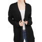 Ultra Flirt Juniors' Cable Knit Open-Front Cardigan Black Size Large