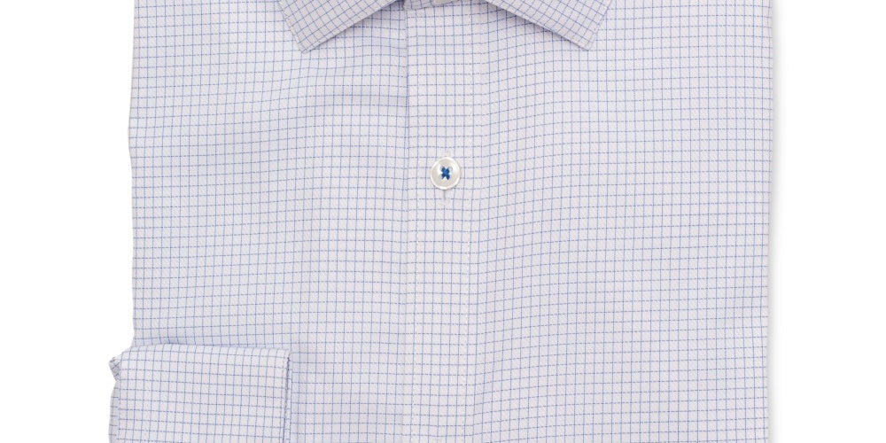 Ryan Seacrest Distinction Men's Dress Shirt Grid Slim Fit Blue Size 15X34X35