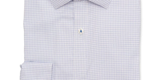 Ryan Seacrest Distinction Men's Dress Shirt Grid Slim Fit Blue Size 15X34X35