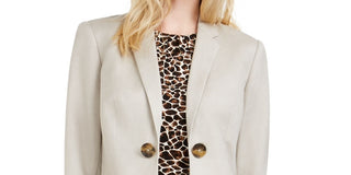 Calvin Klein Women's Double Breasted Open Front Blazer Beige Size 0