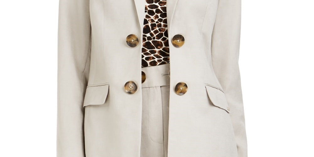 Calvin Klein Women's Double Breasted Open Front Blazer Beige Size 0