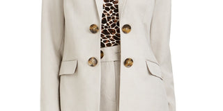 Calvin Klein Women's Double Breasted Open Front Blazer Beige Size 0