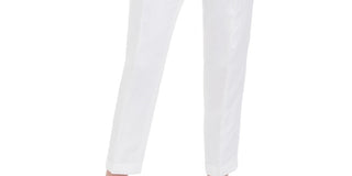 Calvin Klein Women's Linen Slim Ankle Pants White Size 10