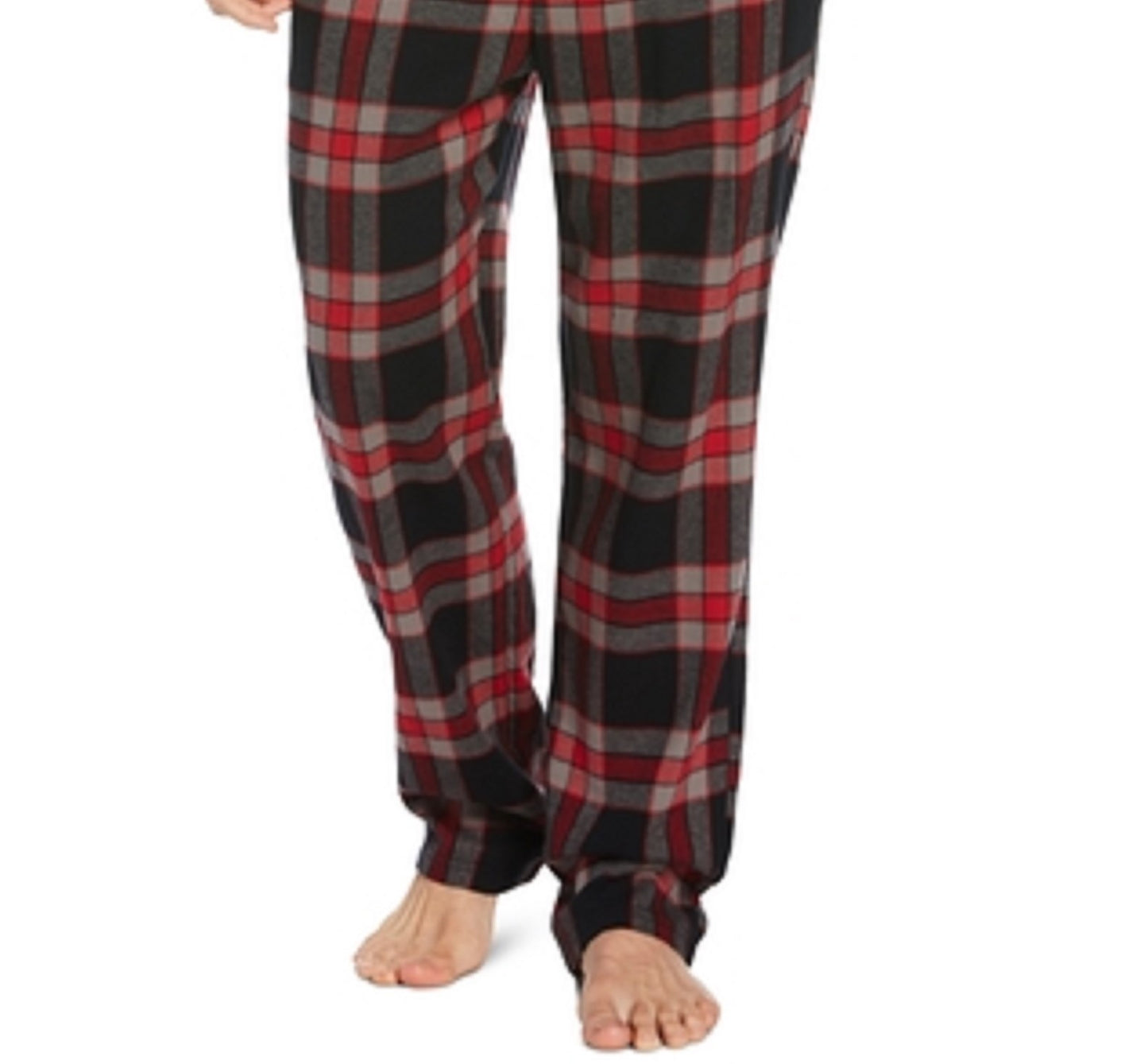 Perry Ellis Men's Windowpane Plaid Fleece Pants Red Size Small