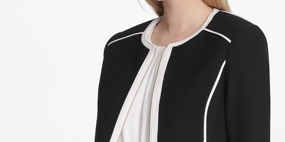Calvin Klein Women's Contrast Trim Jacket Black Size 2