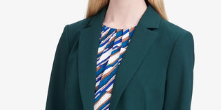 Calvin Klein Women's Three-Pocket One-Button Blazer Blue Size 0