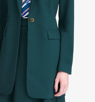 Calvin Klein Women's Three-Pocket One-Button Blazer Blue Size 0