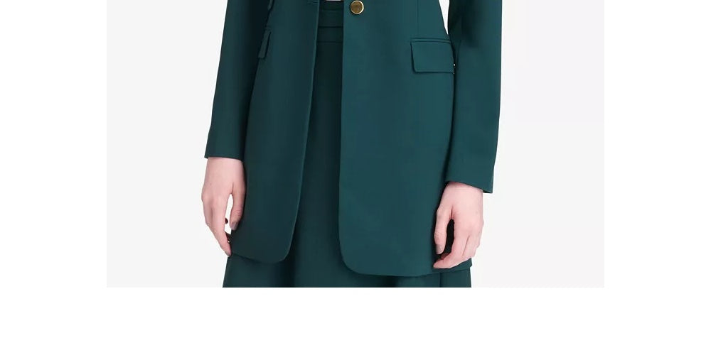 Calvin Klein Women's Three-Pocket One-Button Blazer Blue Size 16