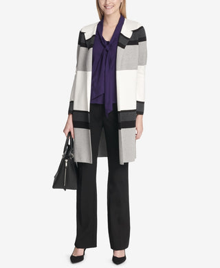 Calvin Klein Women's Colorblocked Sweater Topper White Size Medium