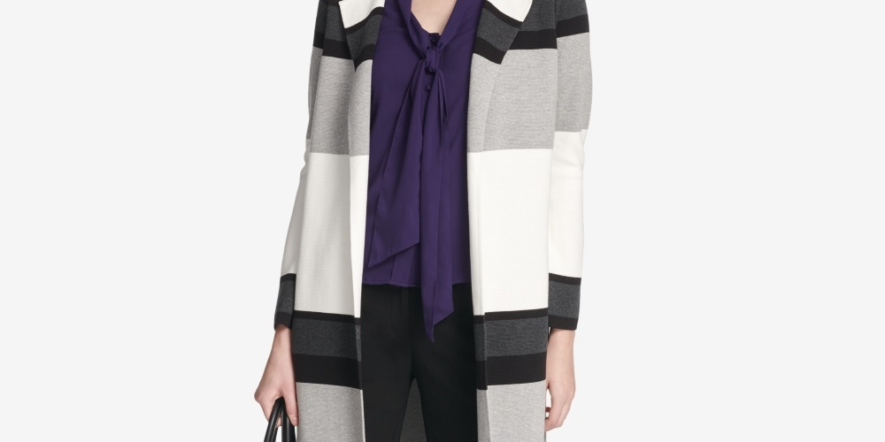 Calvin Klein Women's Colorblocked Sweater Topper White Size Medium