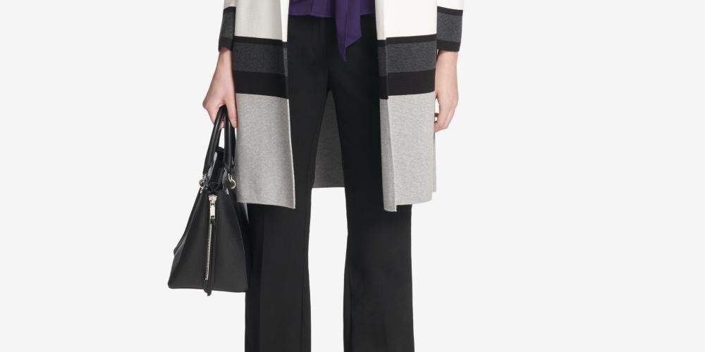 Calvin Klein Women's Colorblocked Sweater Topper White Size Medium