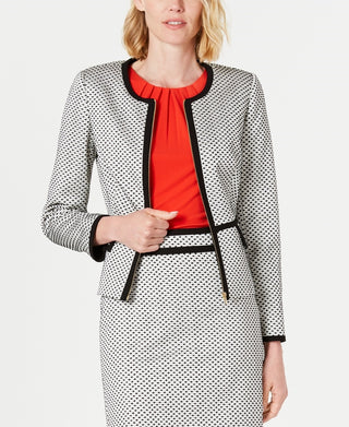 Calvin Klein Women's Piped Zip Front Jacket Grey Size 4