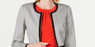 Calvin Klein Women's Piped Zip Front Jacket Grey Size 4