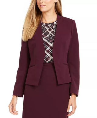 Calvin Klein Women's Collarless Open Front Jacket Purple Size 8