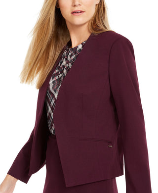 Calvin Klein Women's Collarless Open Front Jacket Purple Size 8