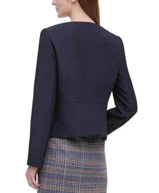 Calvin Klein Women's Twill Zipper-Front Jacket Navy Size 4