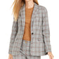 Calvin Klein Women's One-Button Plaid Blazer Brown Size 10