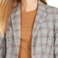 Calvin Klein Women's One-Button Plaid Blazer Brown Size 10